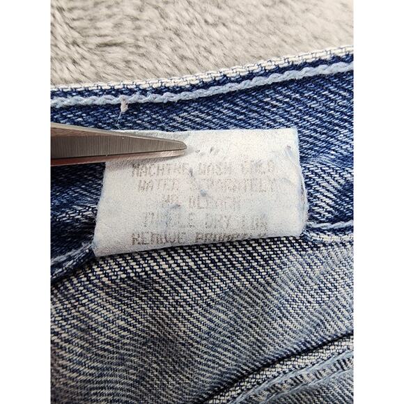 Vintage 80s Michael G High Rise Jean Shorts Size 16 W28 Blue Plaid Trim Cotton - Picture 6 of 11